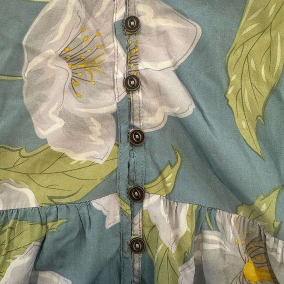 2/$20 Papillon Blanc Floral Dress in Blue and Green babydoll cottagecore fairy L - Picture 7 of 7